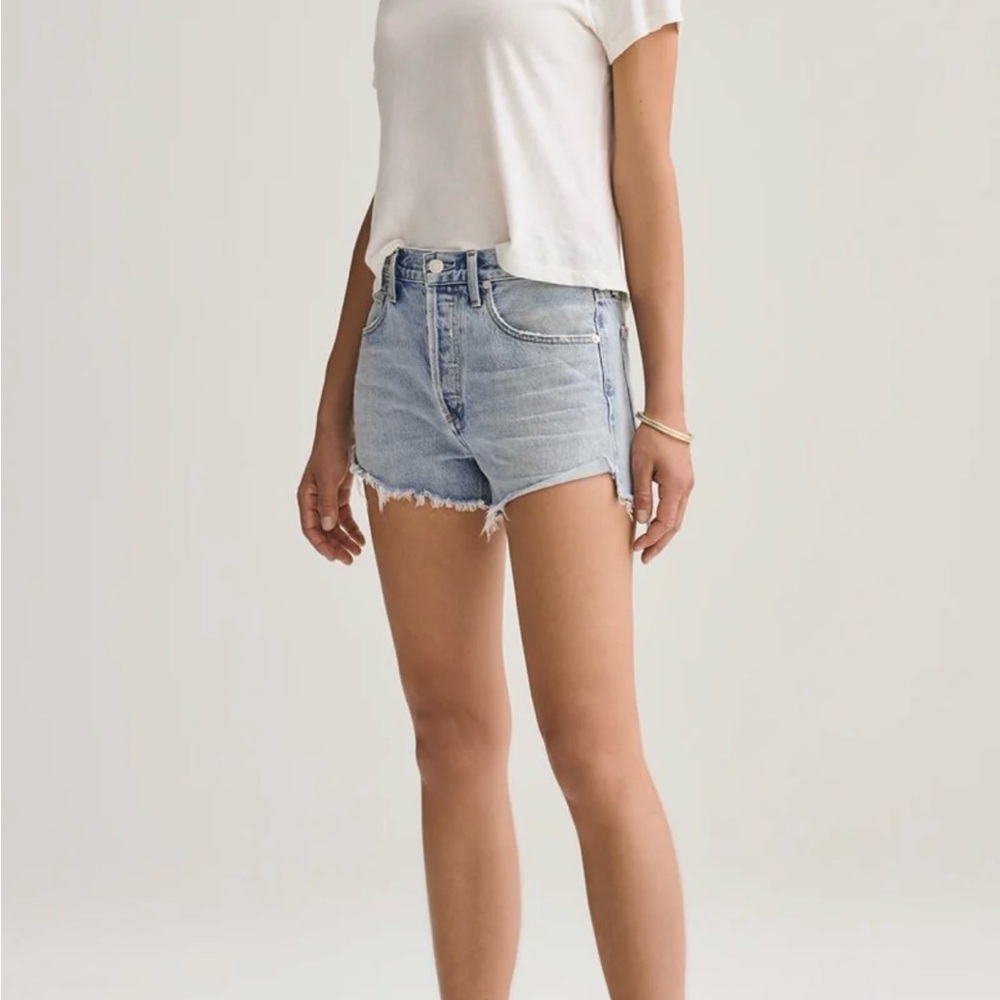 Agolde Parker Cut-off Denim Shorts in Riptide